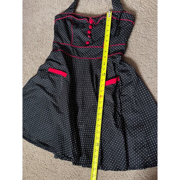 Hell Bunny Vanity Mini Dress Retro Pinup Rockabilly Polka Dot Black White Red - Picture 5 of 8
